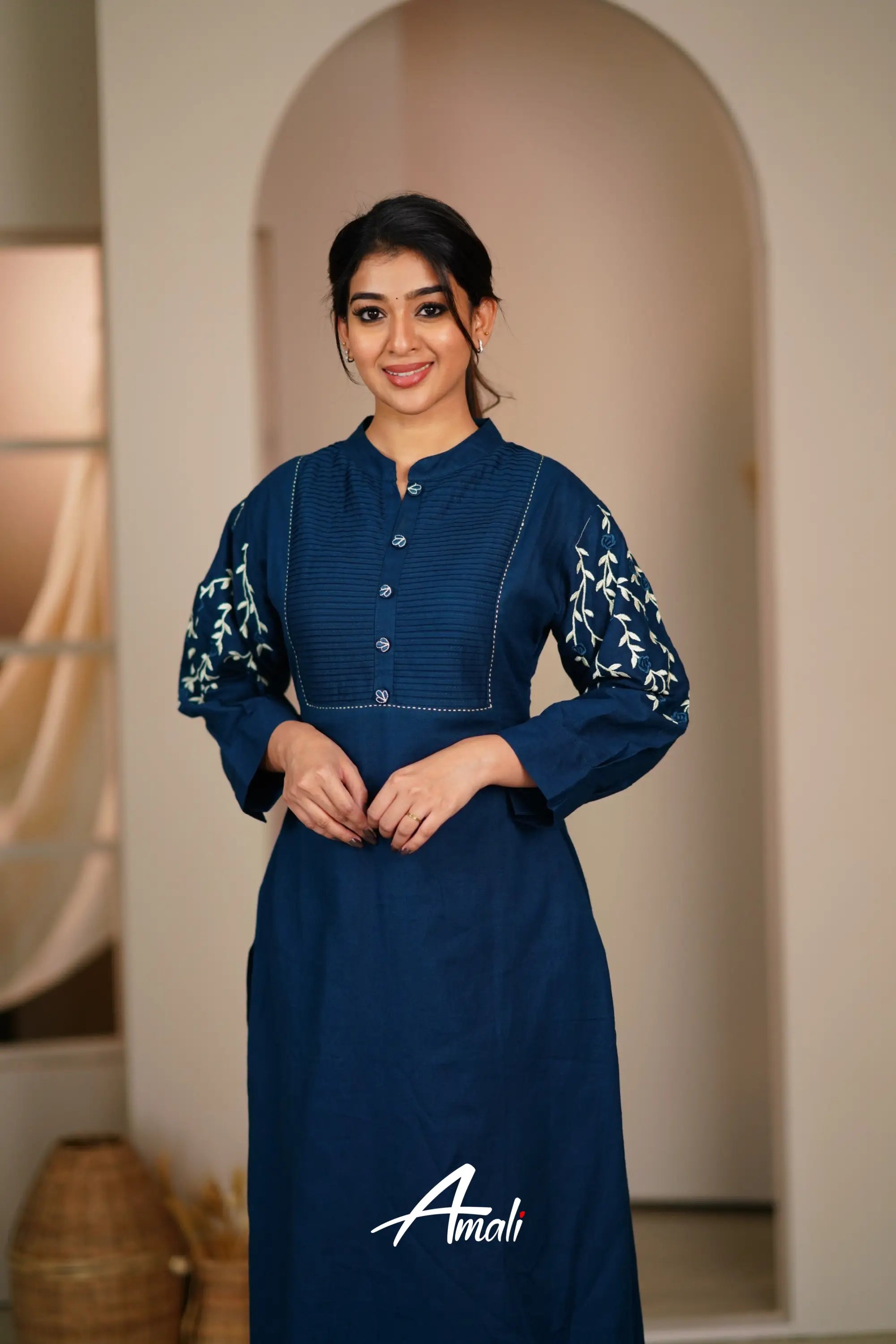 Prussian Blue Cotton Salwar Anarkalis