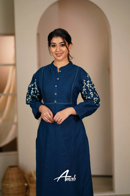 Prussian Blue Cotton Salwar Anarkalis