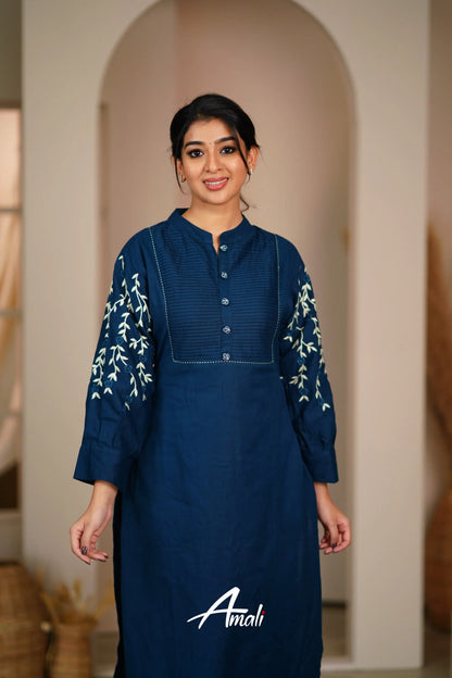 Prussian Blue Cotton Salwar Anarkalis