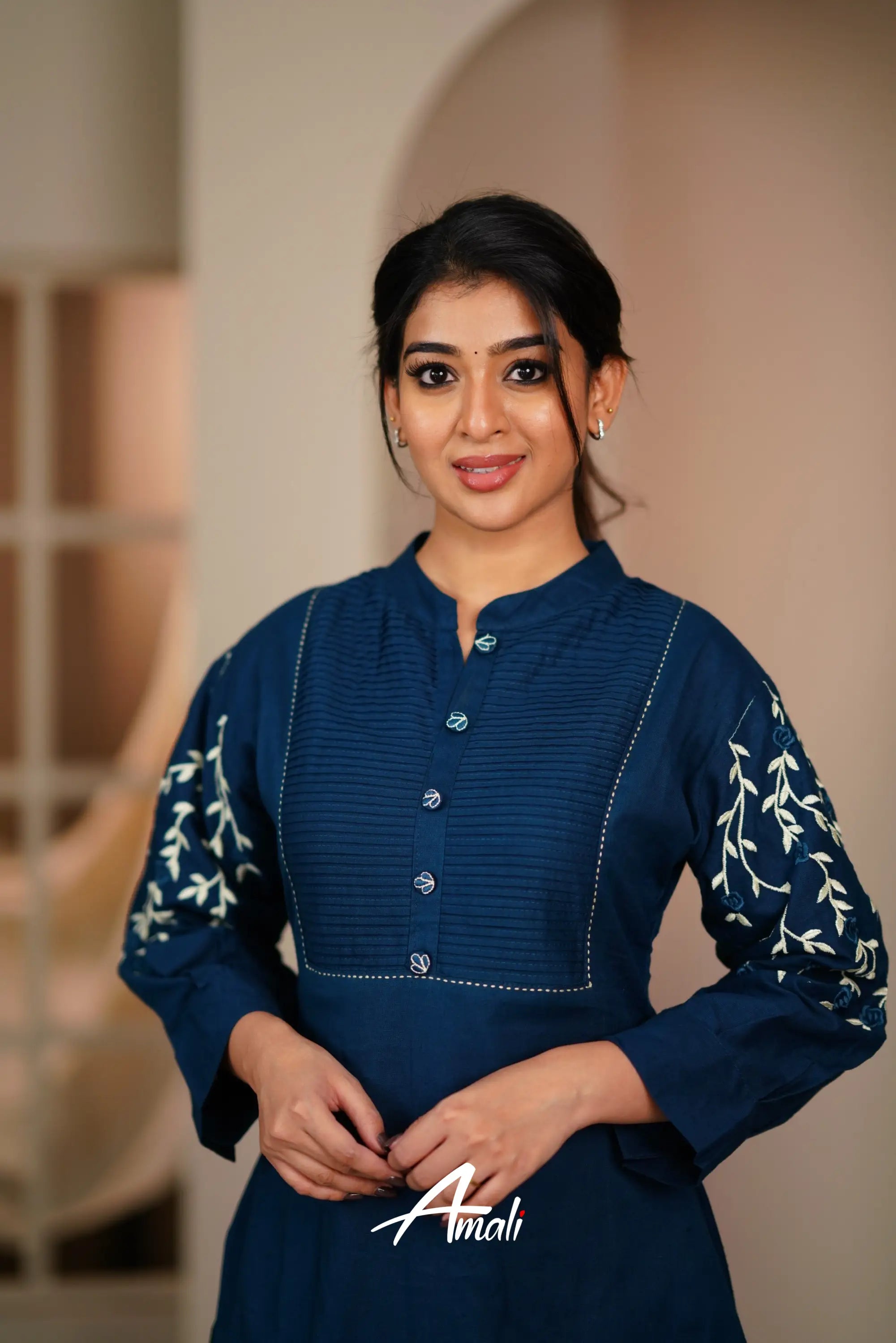 Prussian Blue Cotton Salwar Anarkalis