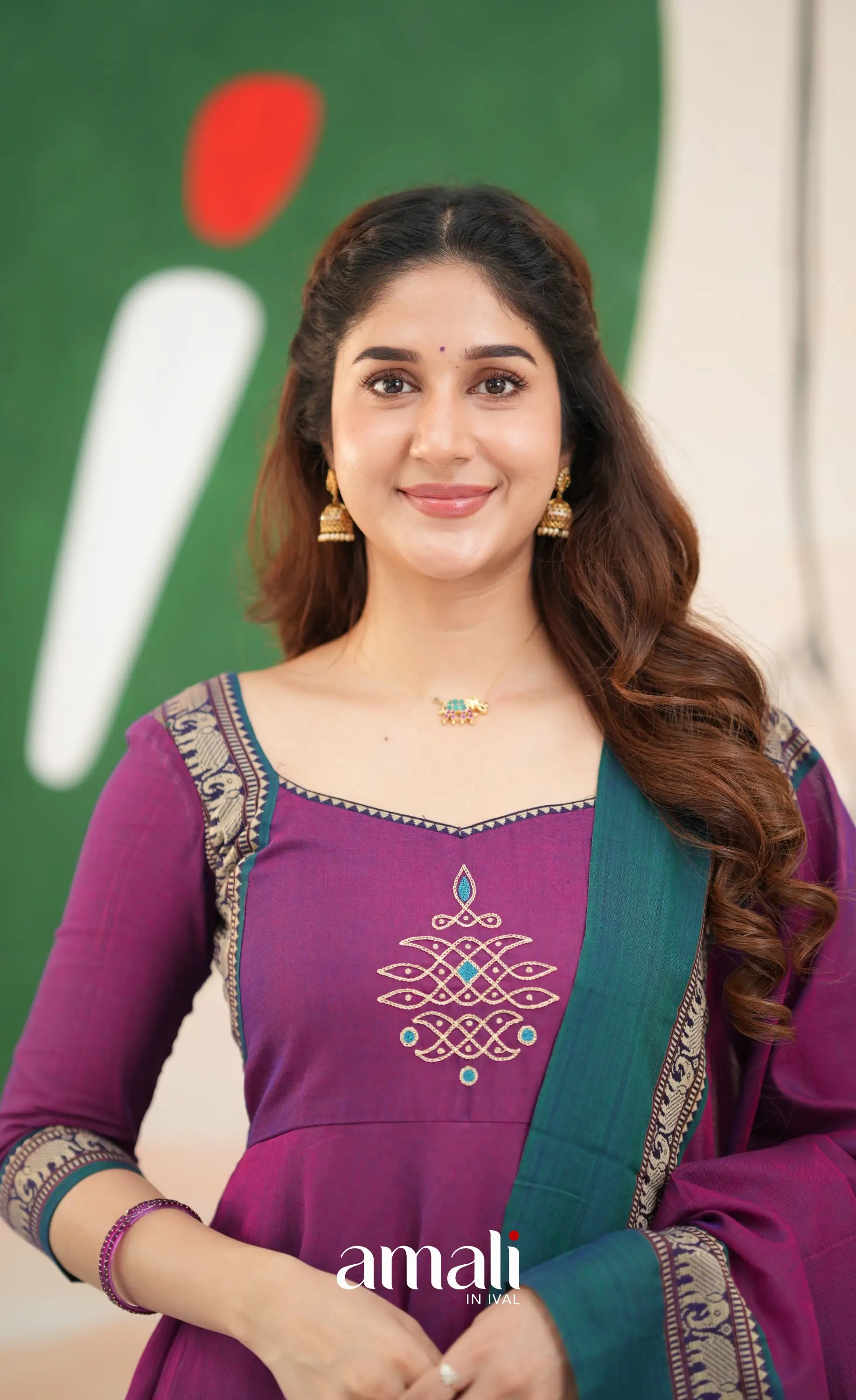 Purple and Deep teal Narayanpet Cotton Anarkali - Anarkalis