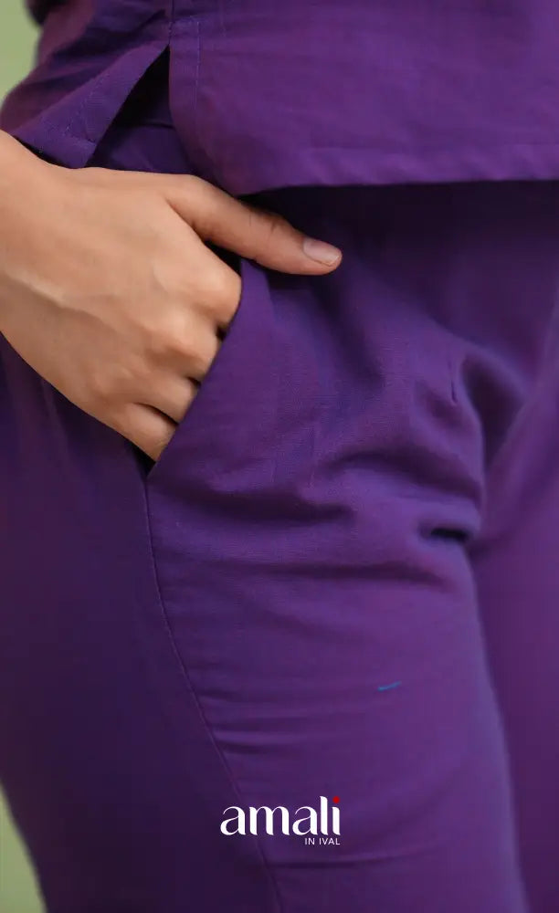 Purple and Sky Blue Kaftaan Set - salwar