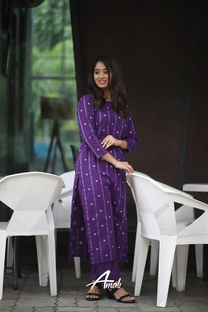 Purple Cotton Co-Ord Set Sets