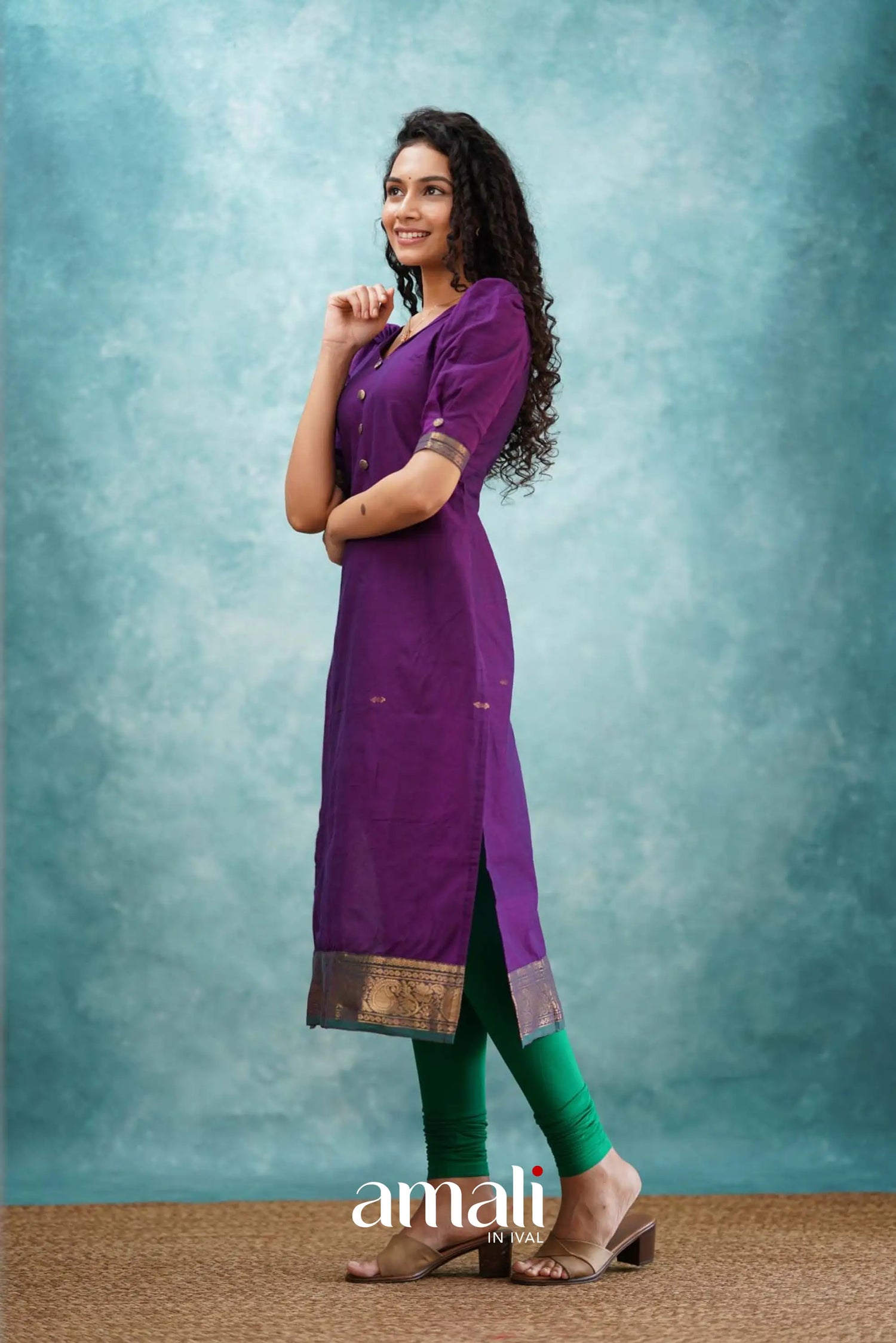 Purple Cotton Kurti - Main Image