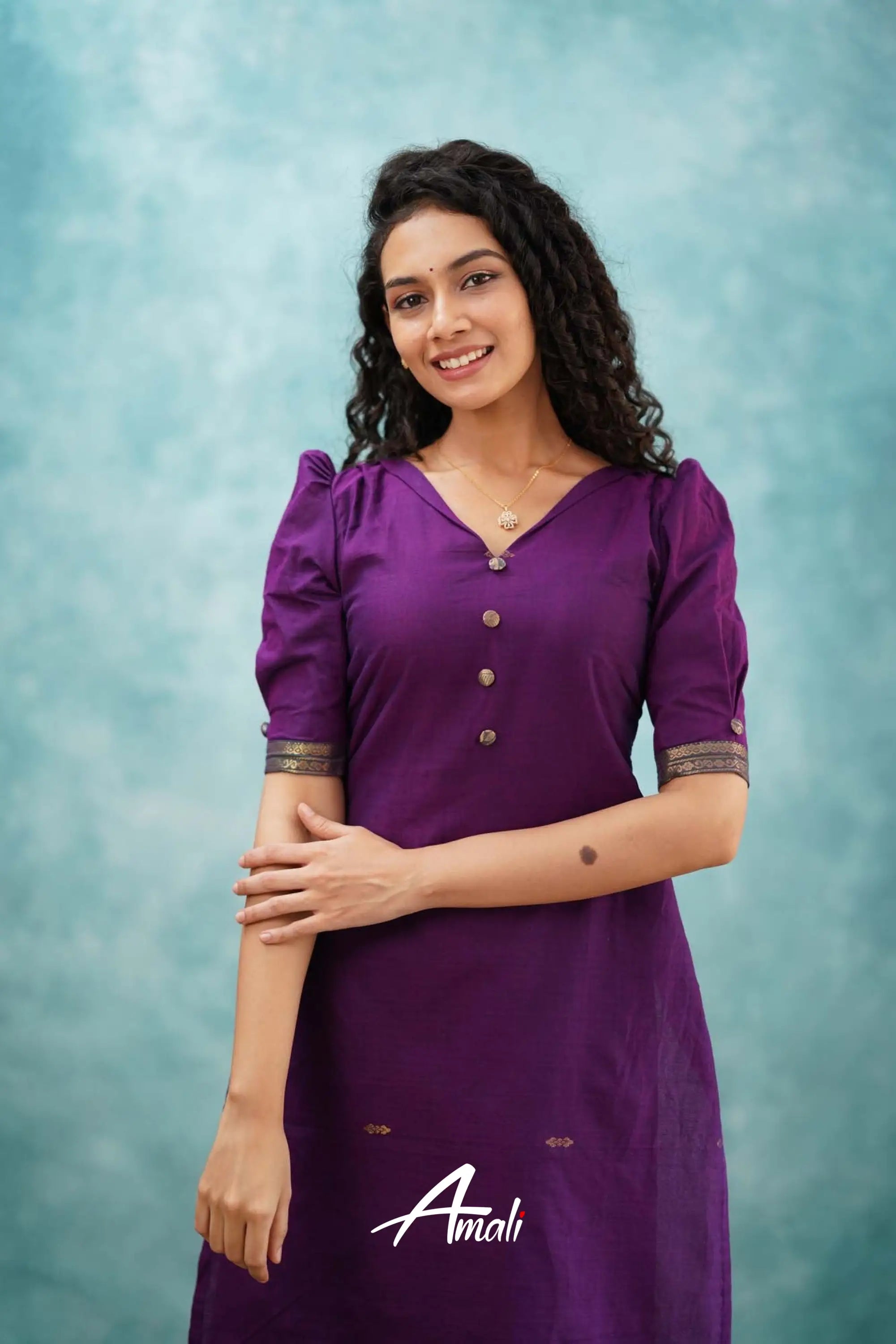 Purple Cotton Kurti Kurti