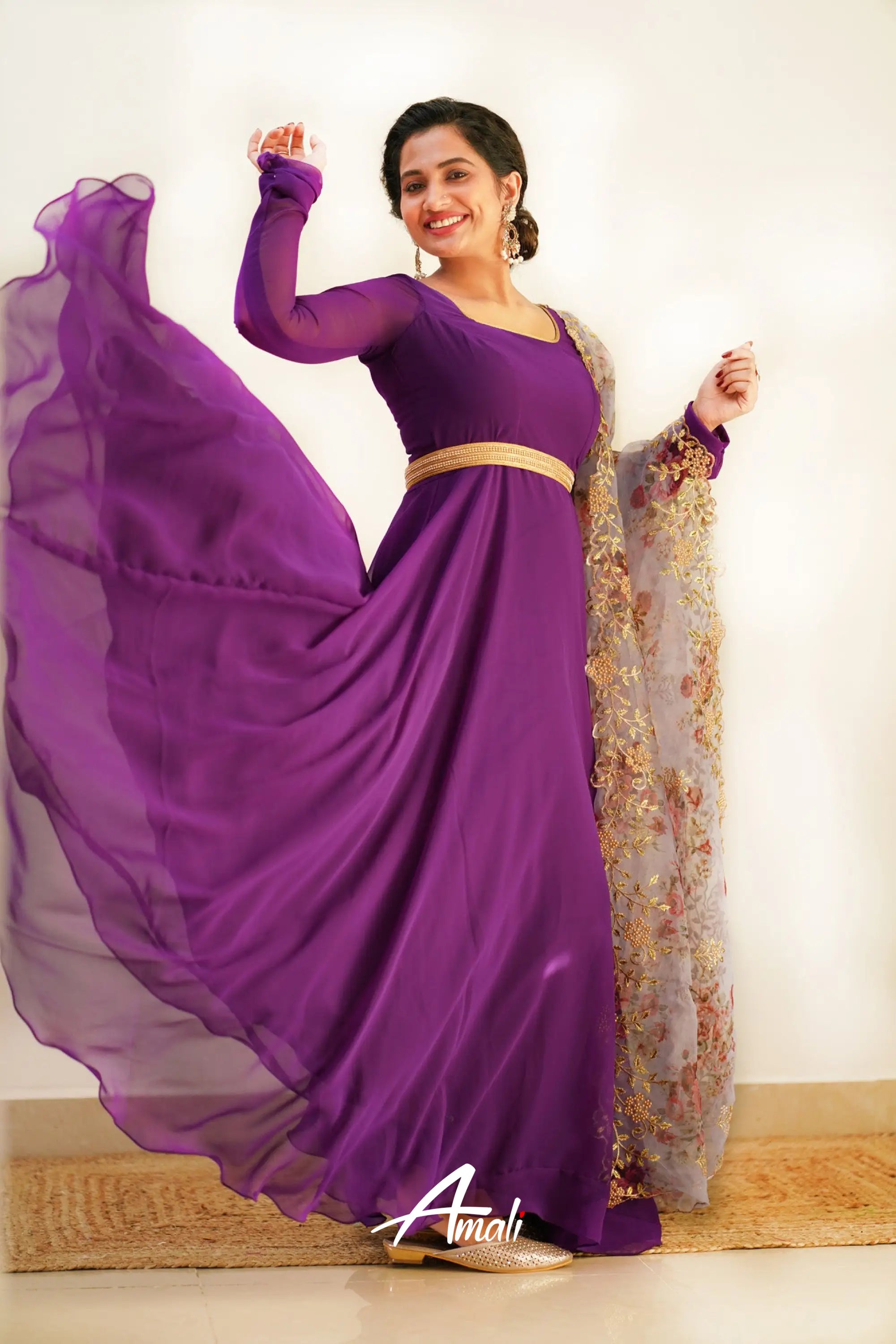 Purple Georgette Anarkali Anarkalis