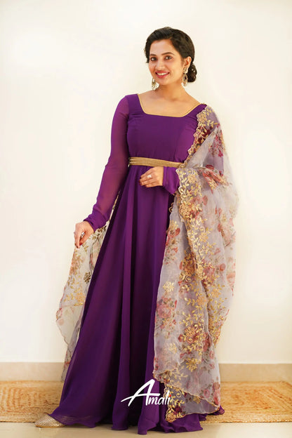 Purple Georgette Anarkali Anarkalis