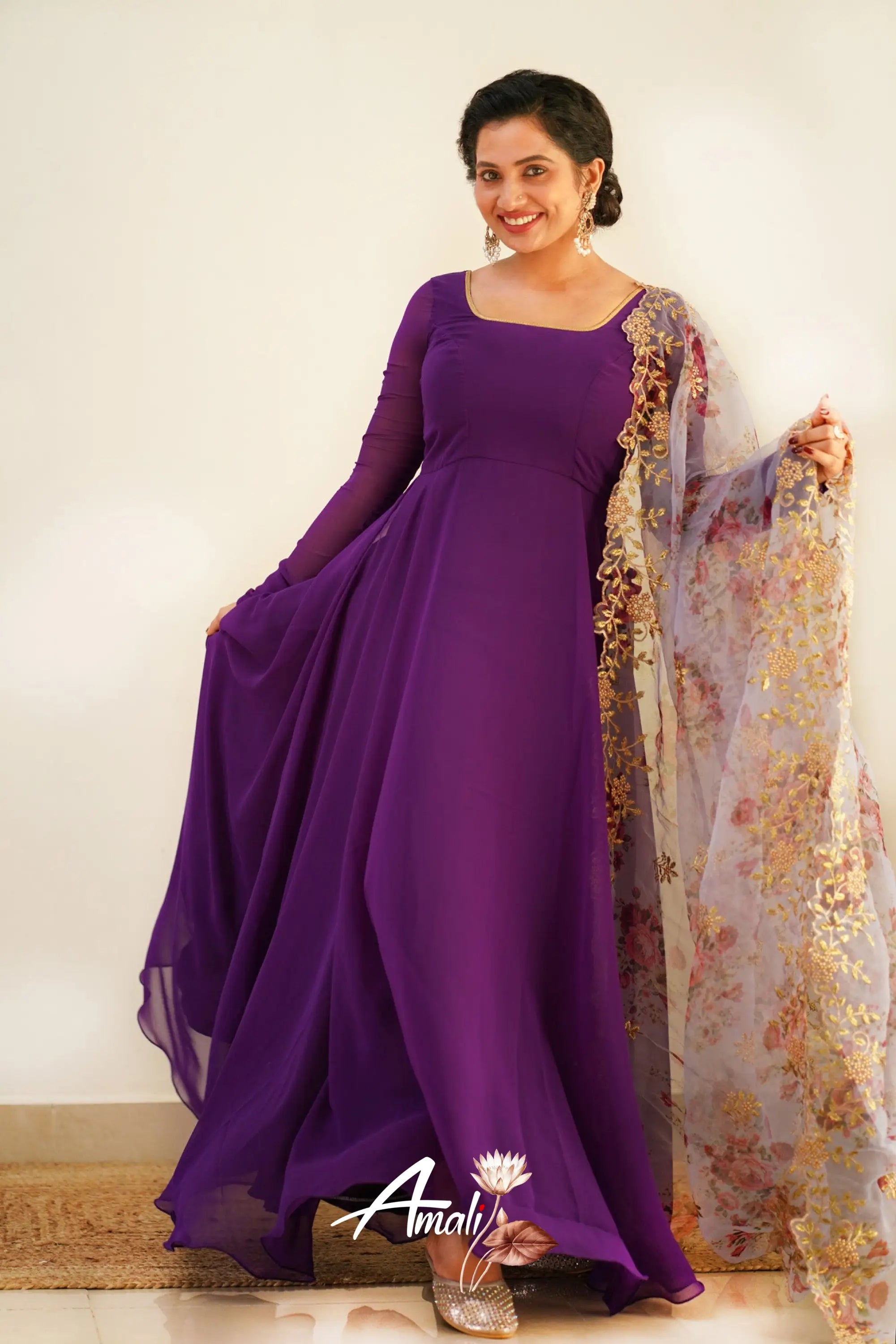 Purple Georgette Anarkali Anarkalis