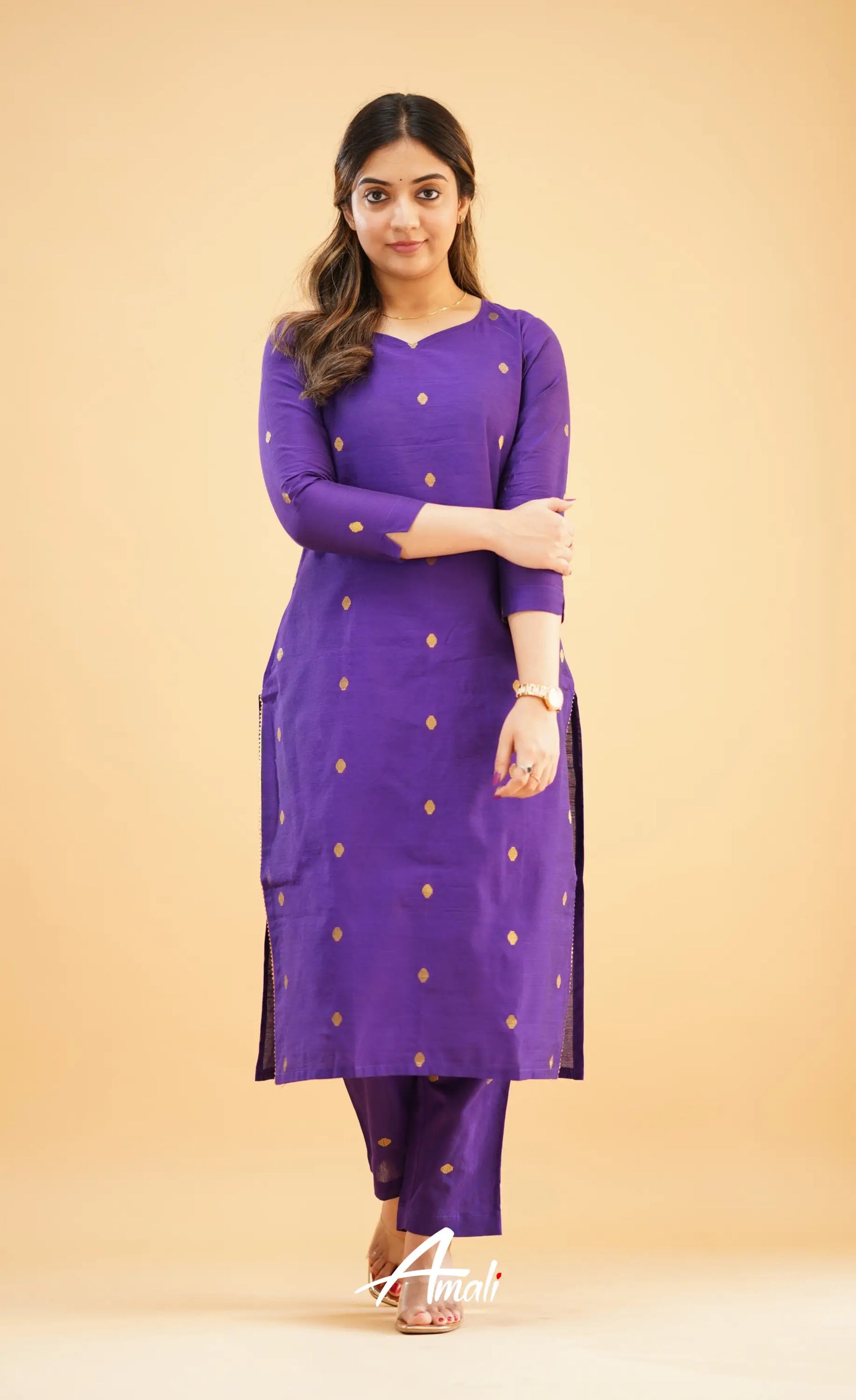 Purple Slub Cotton Silk Co-Ord Set