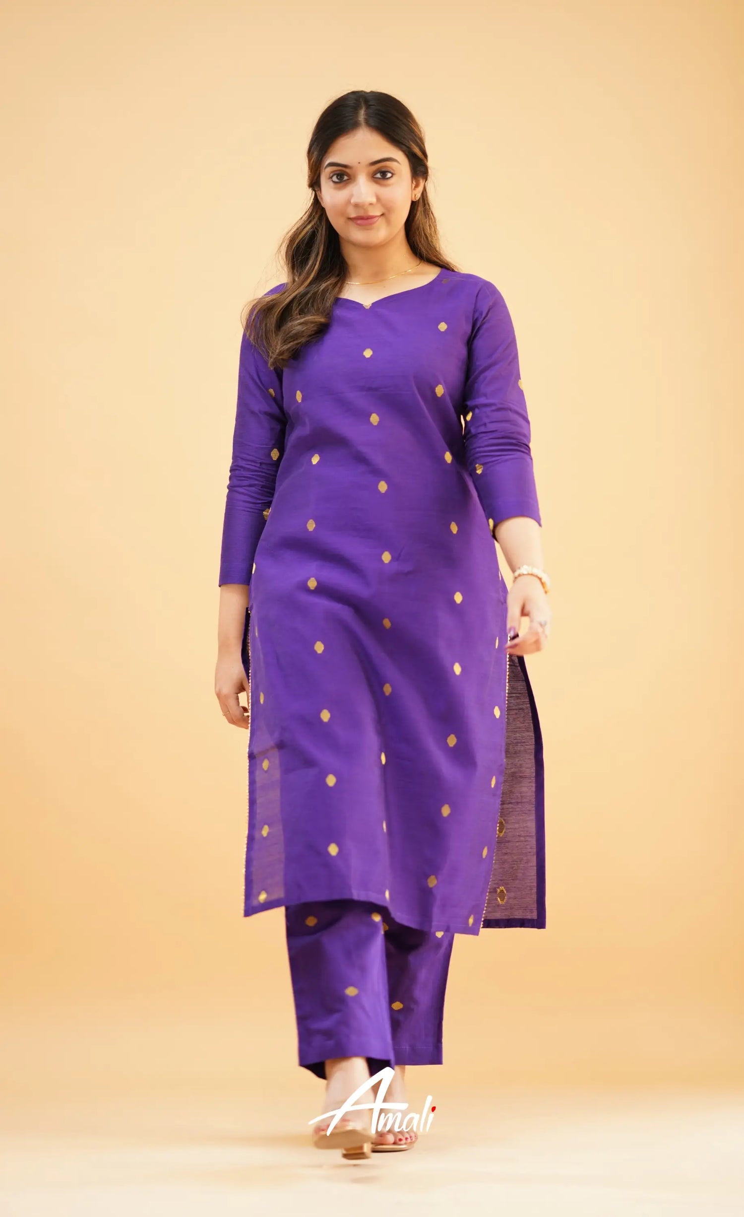 Purple Slub Cotton Silk Co-Ord Set