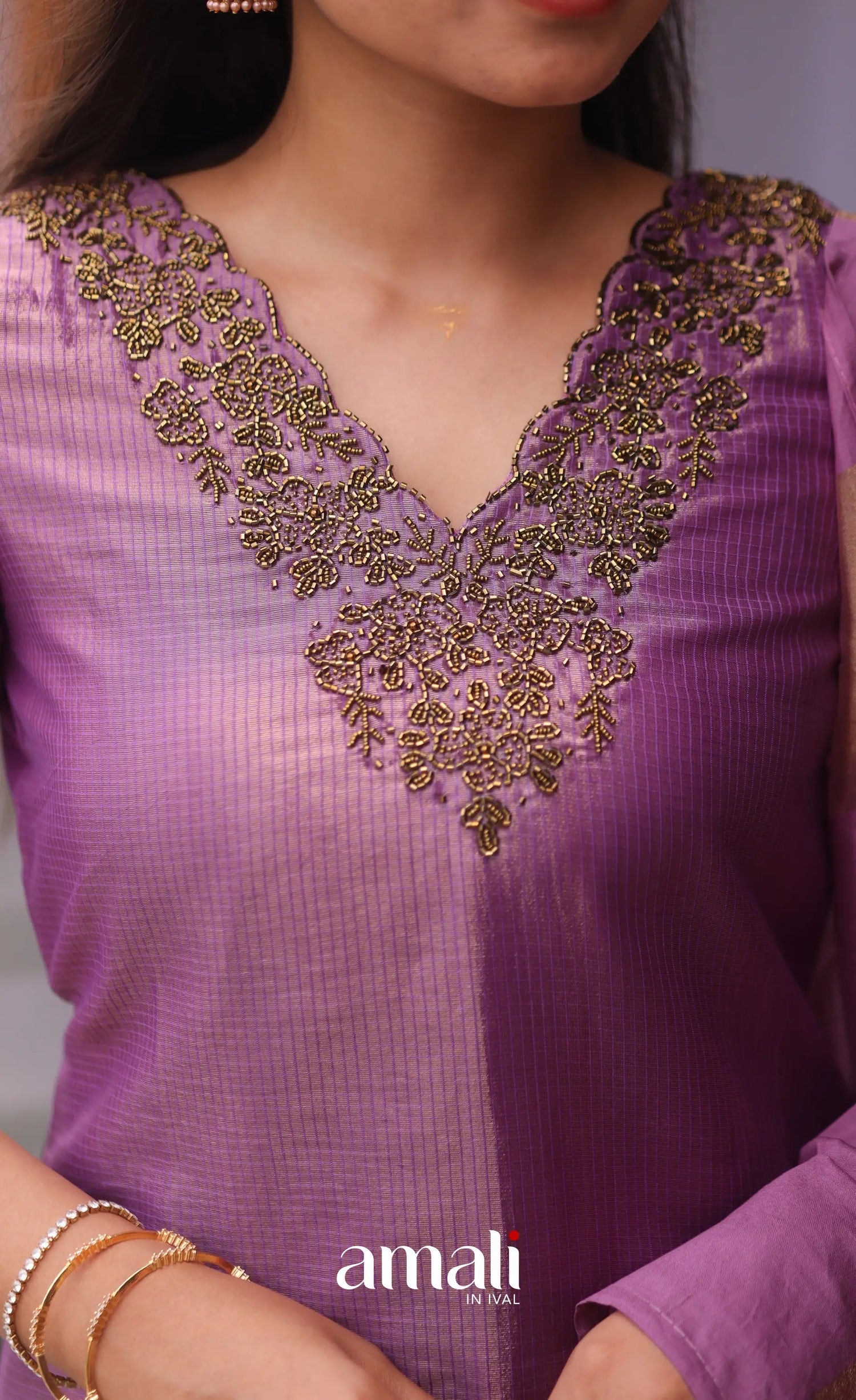 Purple Tissue Blend Salwar Set - salwar