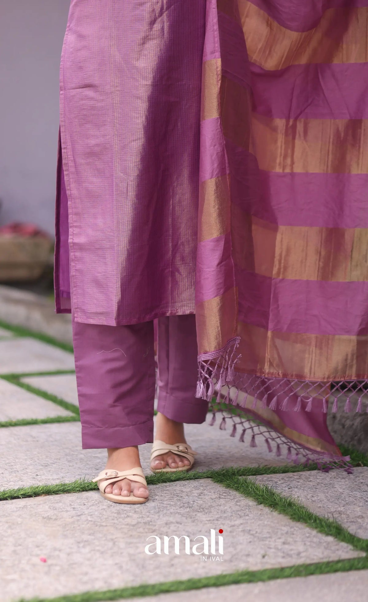 Purple Tissue Blend Salwar Set - salwar