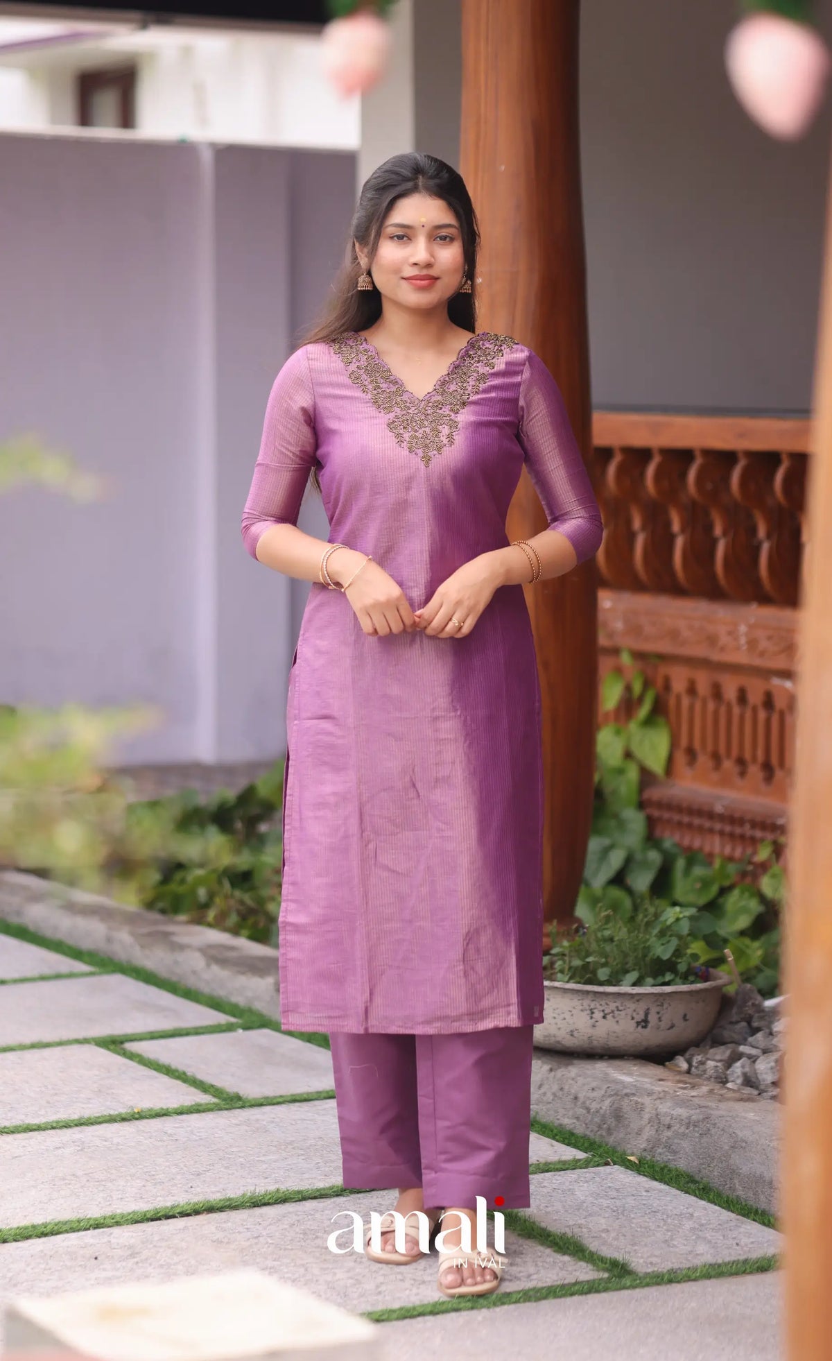 Purple Tissue Blend Salwar Set - salwar