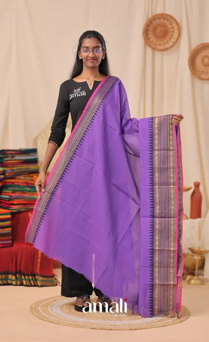 Purple With Magenta Pink Chettinad Cotton Dupatta salwar