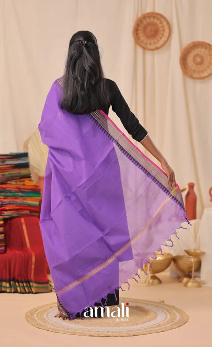 Purple With Magenta Pink Chettinad Cotton Dupatta salwar