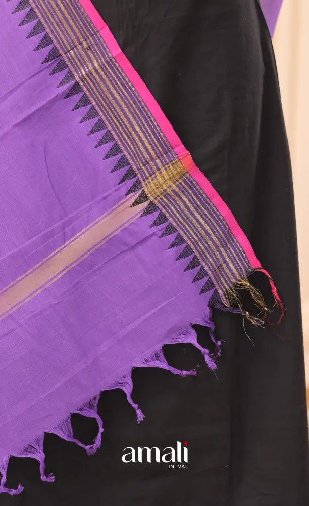 Purple With Magenta Pink Chettinad Cotton Dupatta salwar