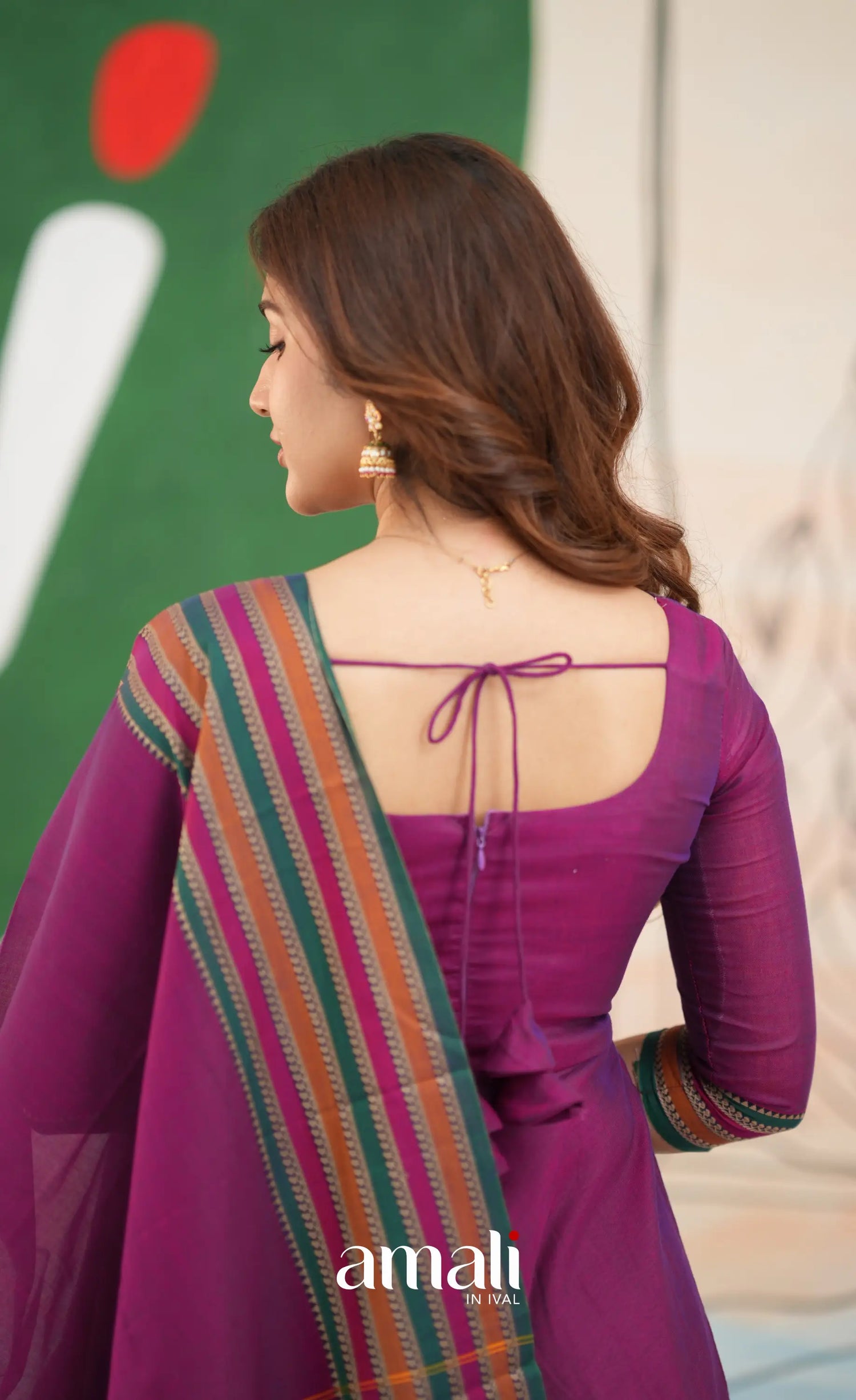 Purplish magenta and Multicolours Narayanpet Cotton Anarkali - Anarkalis