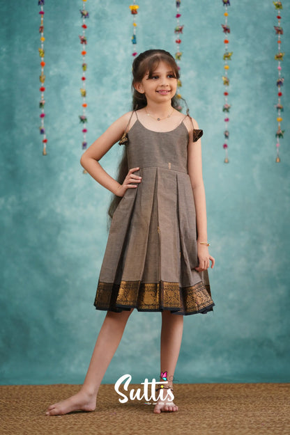 Raaga Cotton Frock - Grayish Brown Kids - Suttis