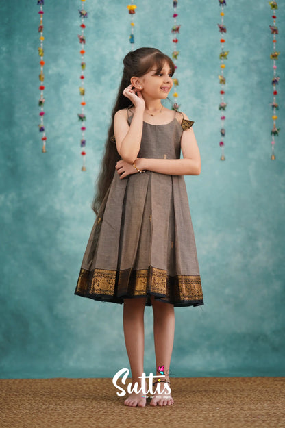 Raaga Cotton Frock - Grayish Brown Kids - Suttis