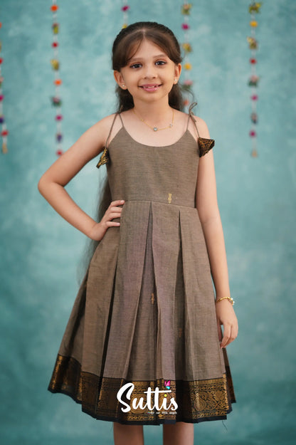 Raaga Cotton Frock - Grayish Brown Kids - Suttis