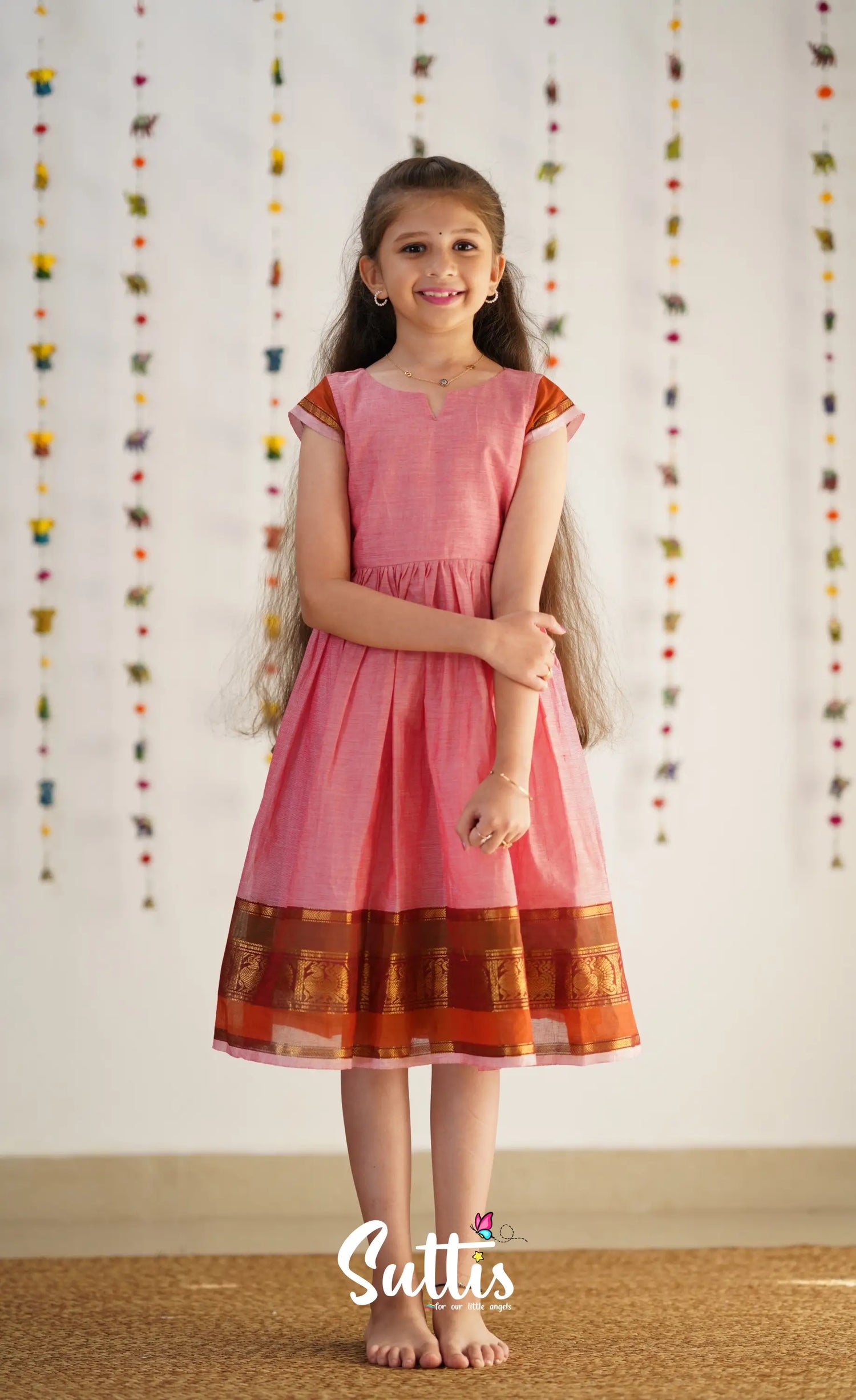 Raaga Cotton Frock- Pink Kids-Suttis