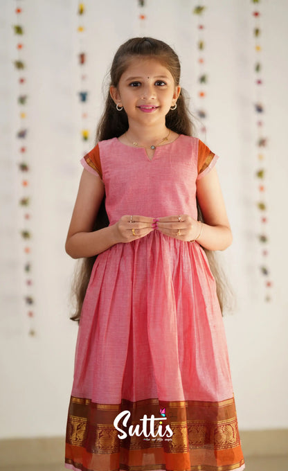 Raaga Cotton Frock- Pink Kids-Suttis