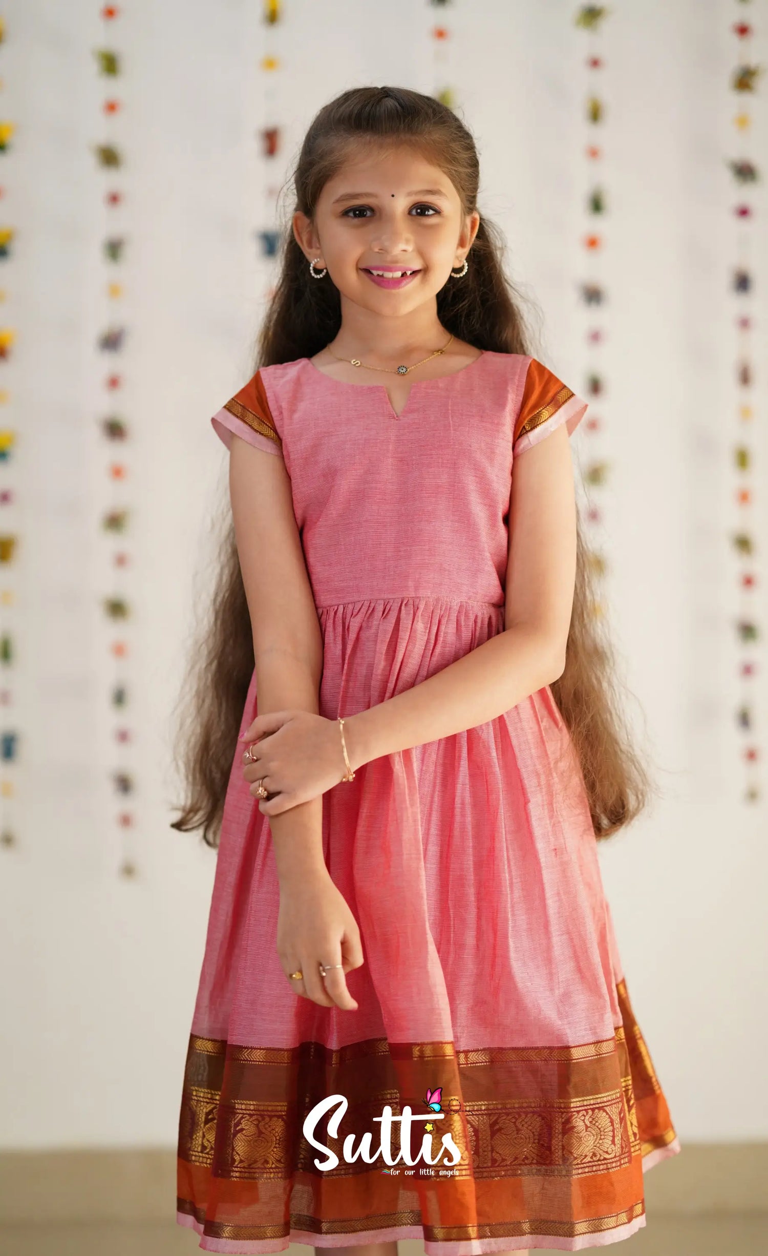 Raaga Cotton Frock- Pink Kids-Suttis