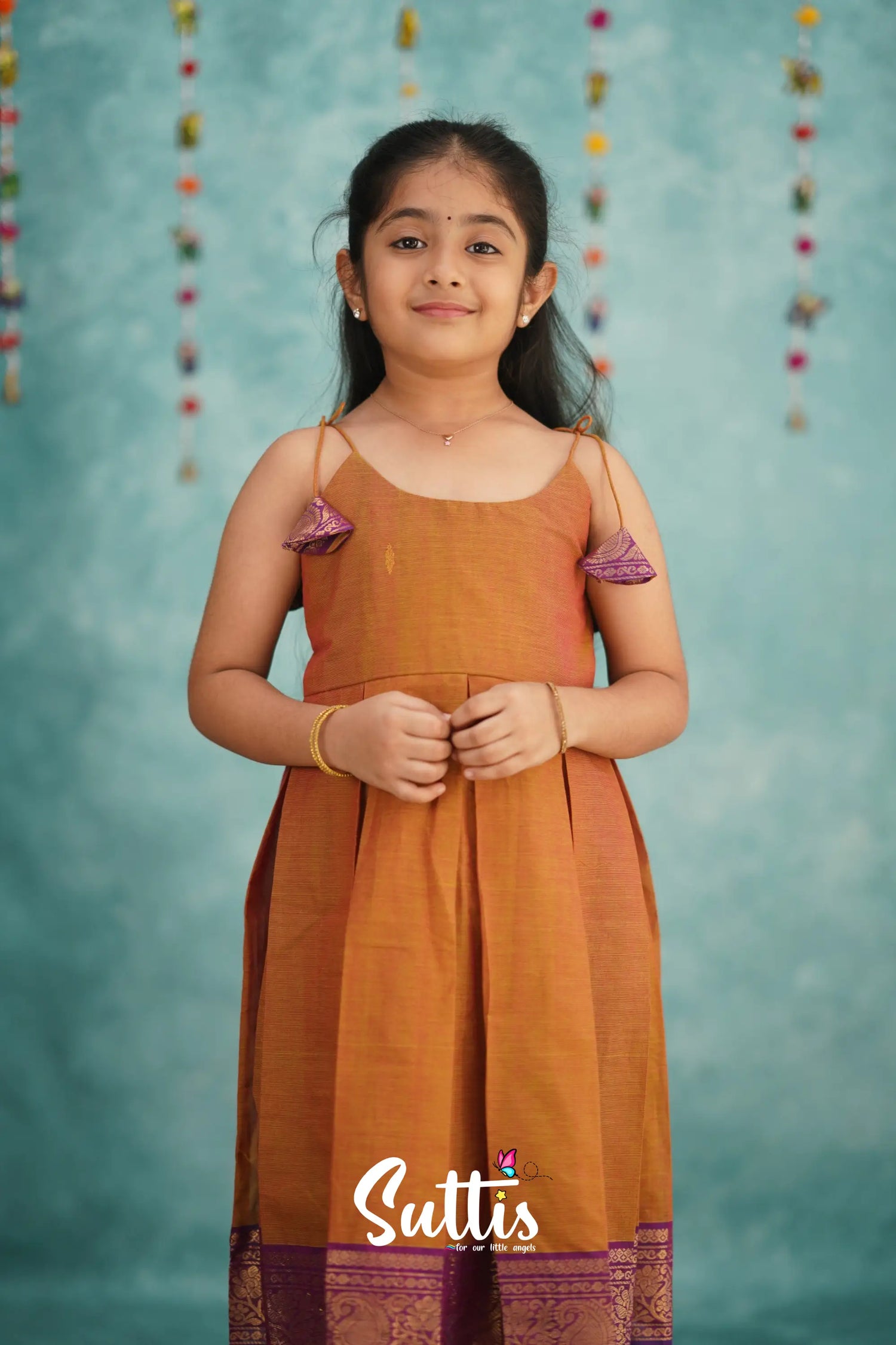 Raaga Cotton Frock - Two Tone Orange Kids - Suttis