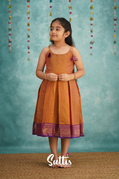 Raaga Cotton Frock - Two Tone Orange Kids - Suttis