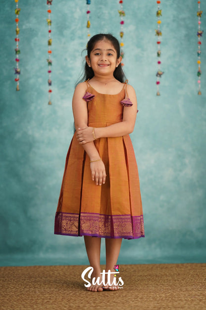 Raaga Cotton Frock - Two Tone Orange Kids - Suttis