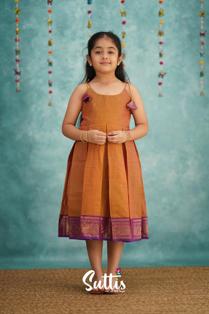 Raaga Cotton Frock - Two Tone Orange Kids - Suttis