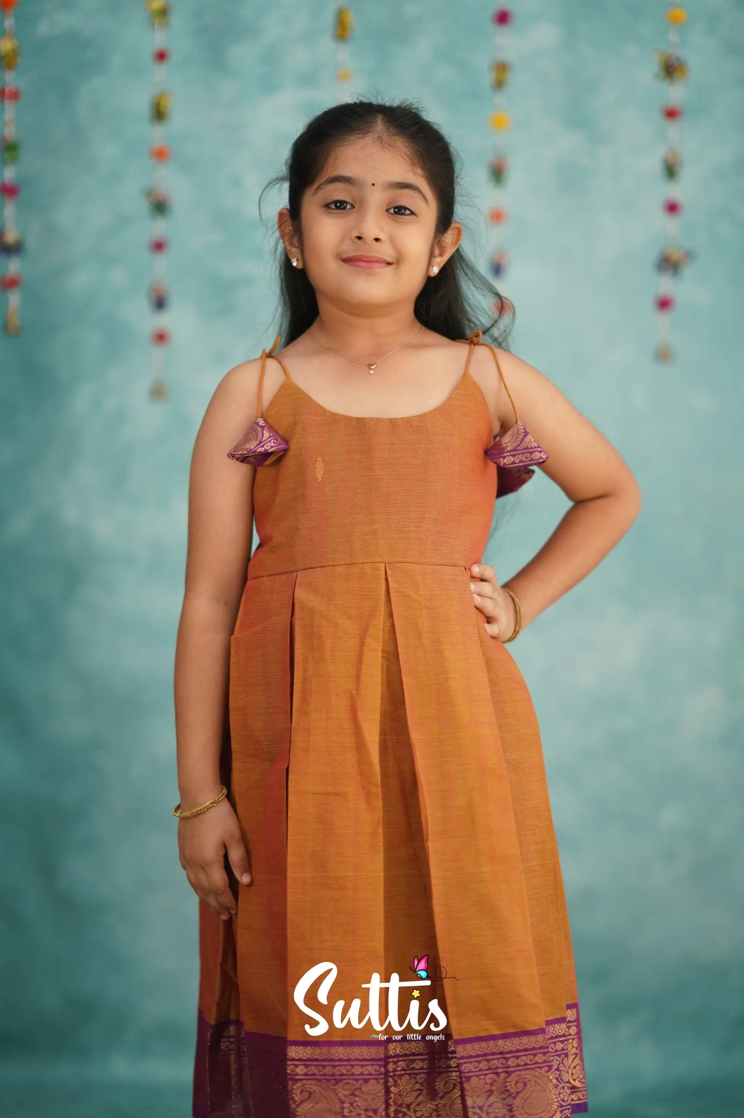 Raaga Cotton Frock - Two Tone Orange Kids - Suttis