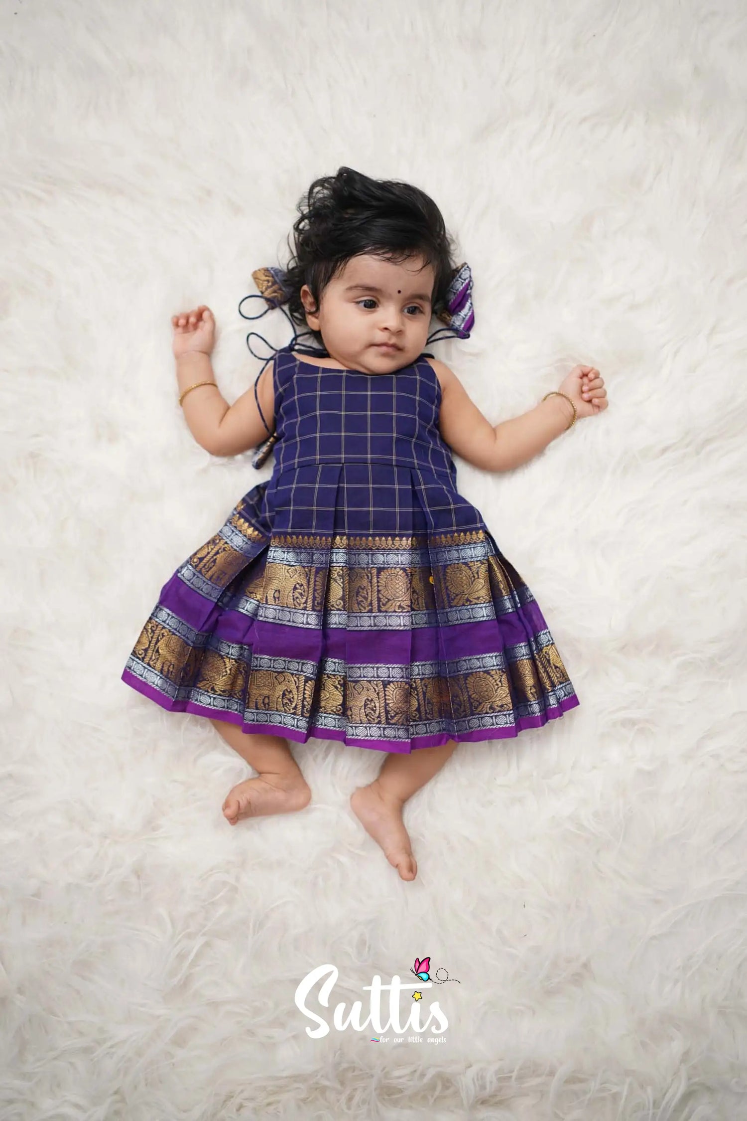 Raaga - Navy Blue Cotton Suttis Frock Kids-Suttis