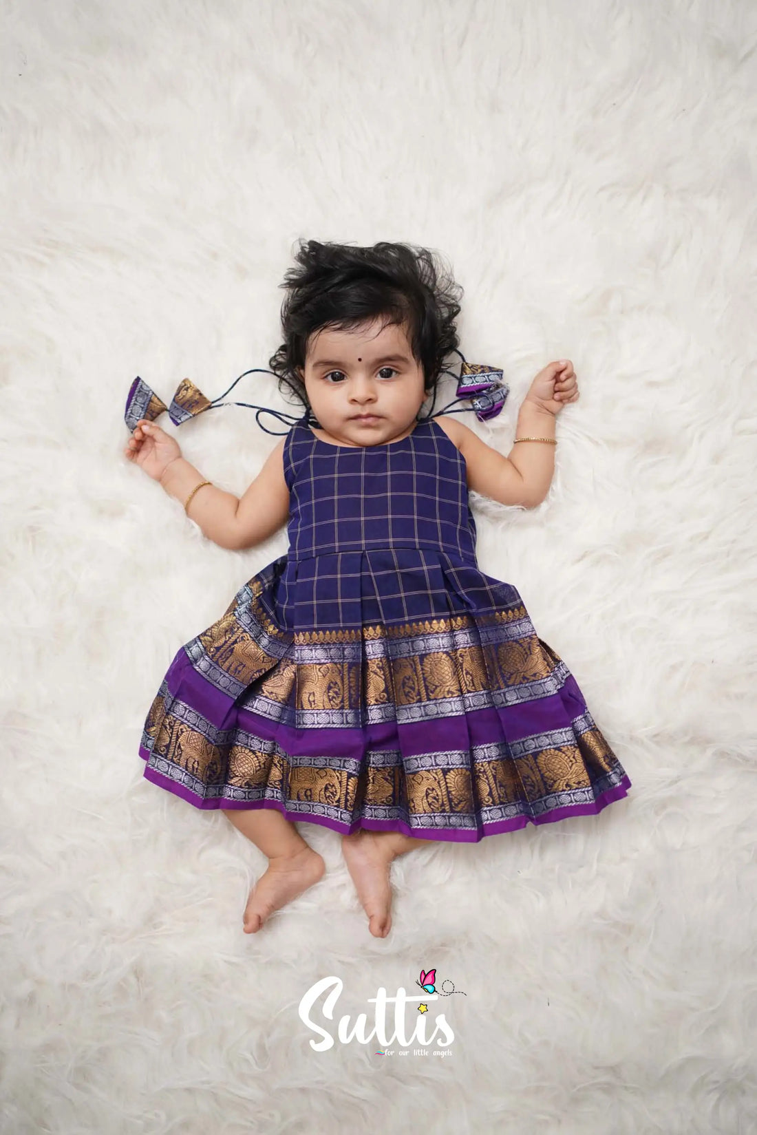 Raaga - Navy Blue Cotton Suttis Frock Kids-Suttis