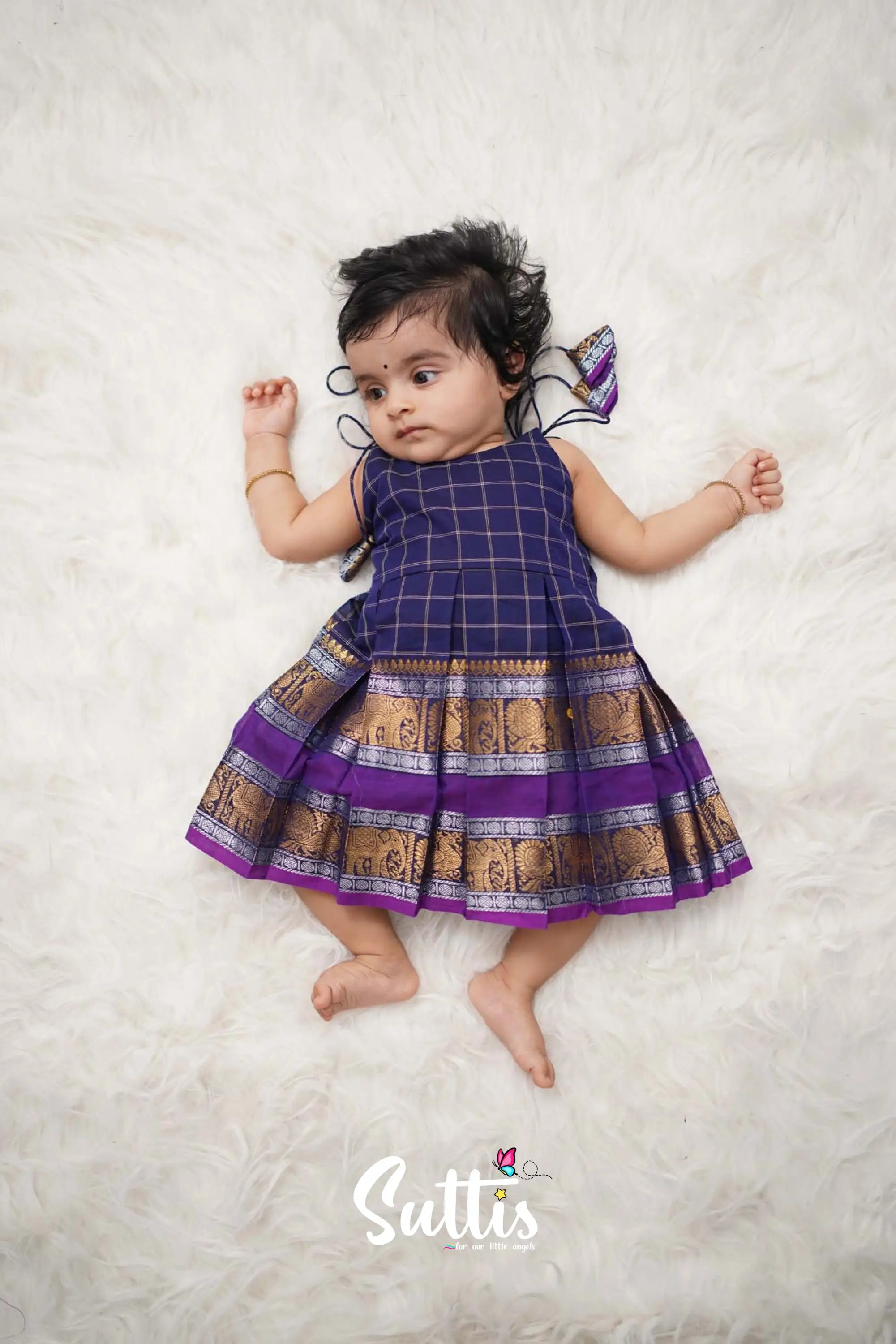 Raaga - Navy Blue Cotton Suttis Frock Kids-Suttis