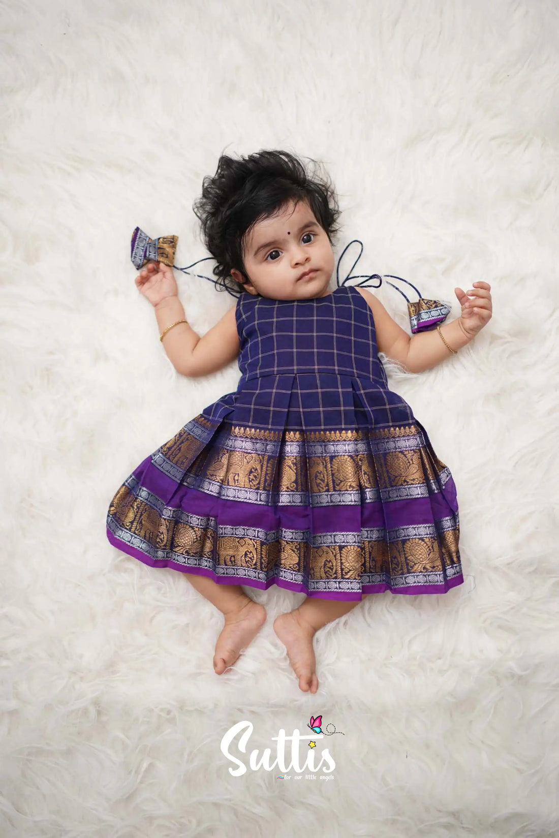 Raaga - Navy Blue Cotton Suttis Frock Kids-Suttis