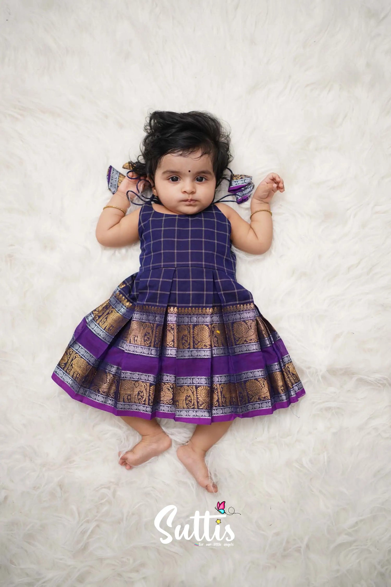 Raaga - Navy Blue Cotton Suttis Frock Kids-Suttis