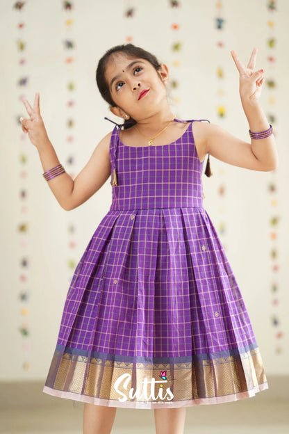 Raaga - Purple And Baby Pink Cotton Suttis Frock Kids-Suttis