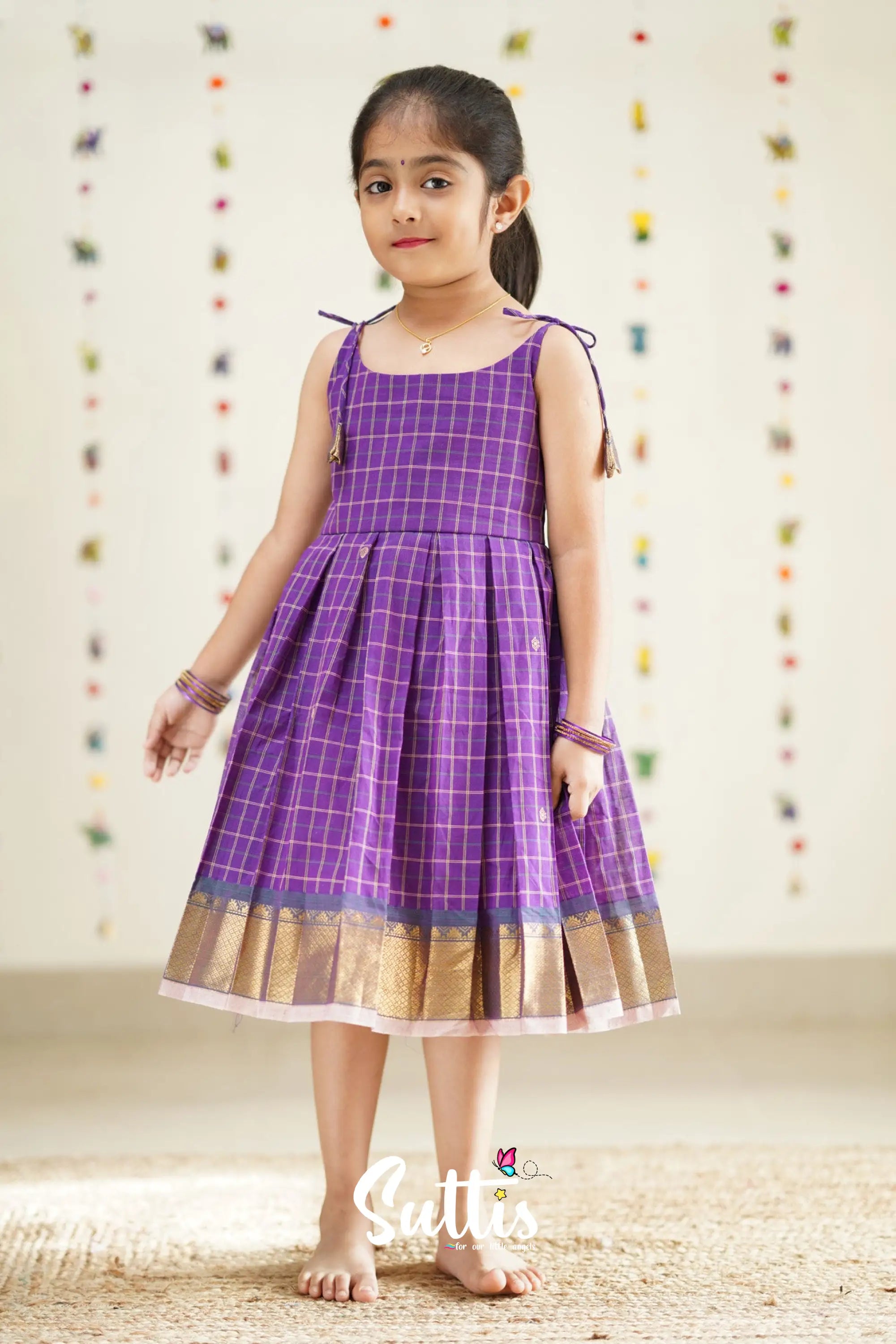 Raaga - Purple And Baby Pink Cotton Suttis Frock Kids-Suttis