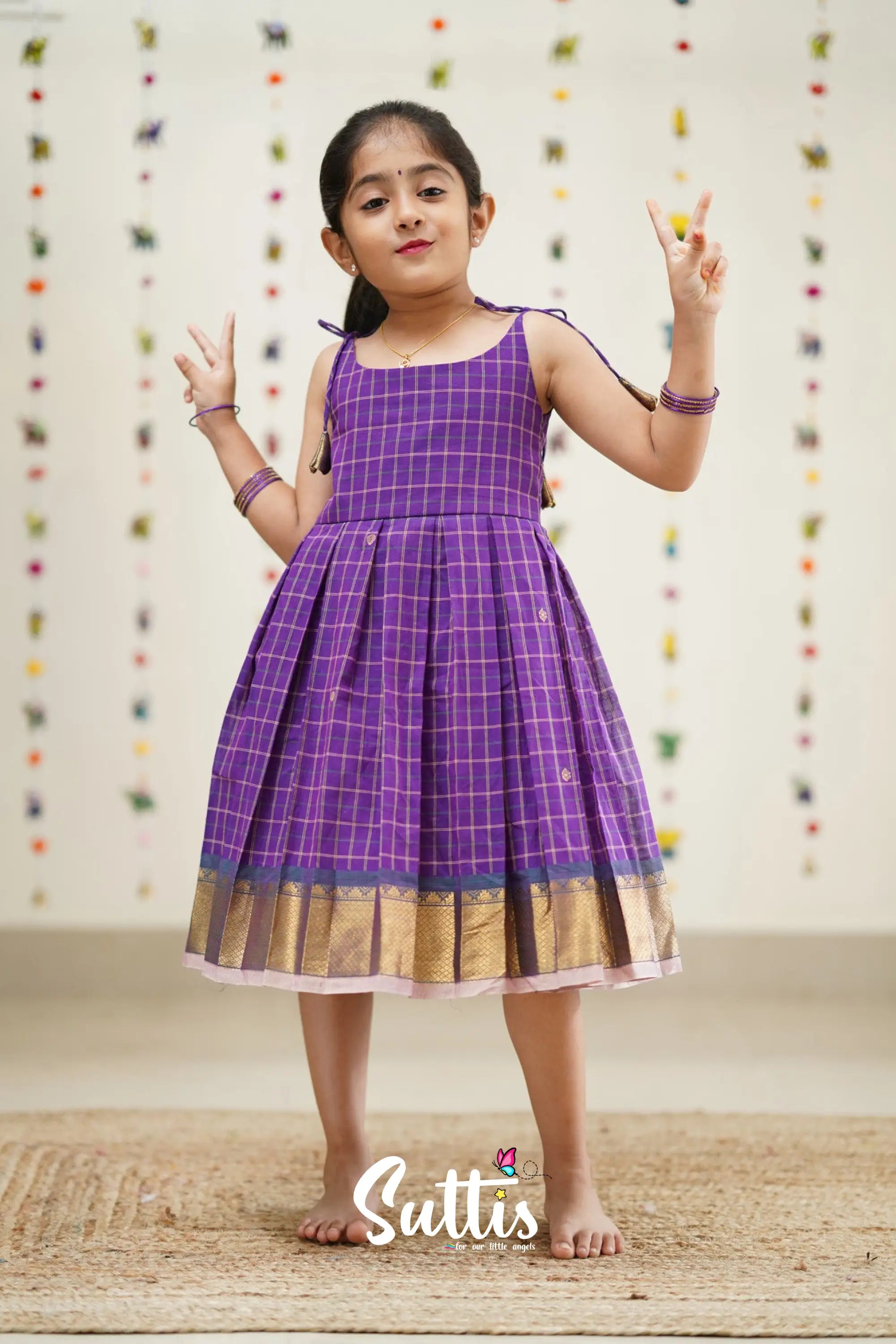 Raaga - Purple And Baby Pink Cotton Suttis Frock Kids-Suttis