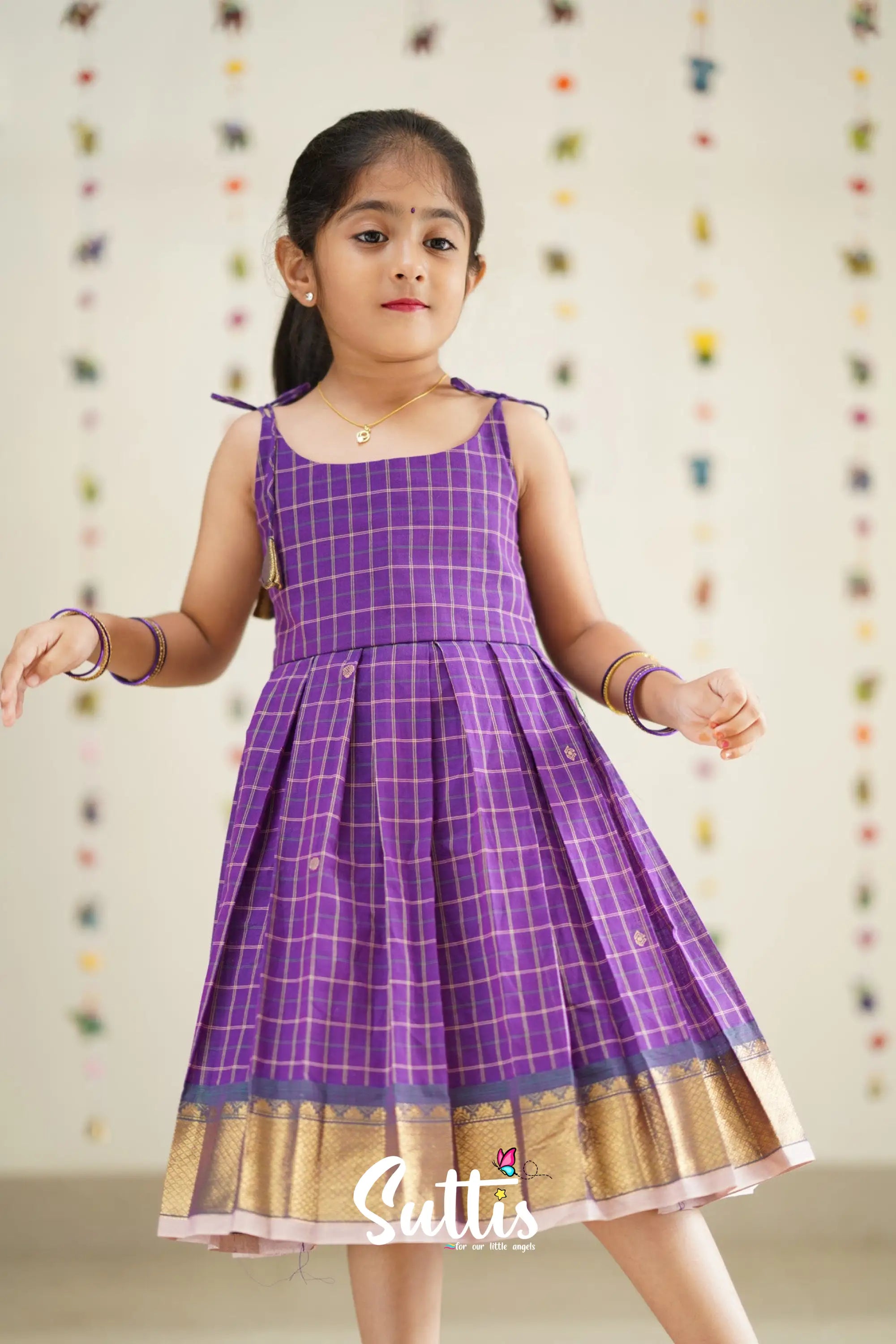 Raaga - Purple And Baby Pink Cotton Suttis Frock Kids-Suttis