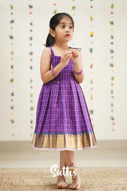 Raaga - Purple And Baby Pink Cotton Suttis Frock Kids-Suttis