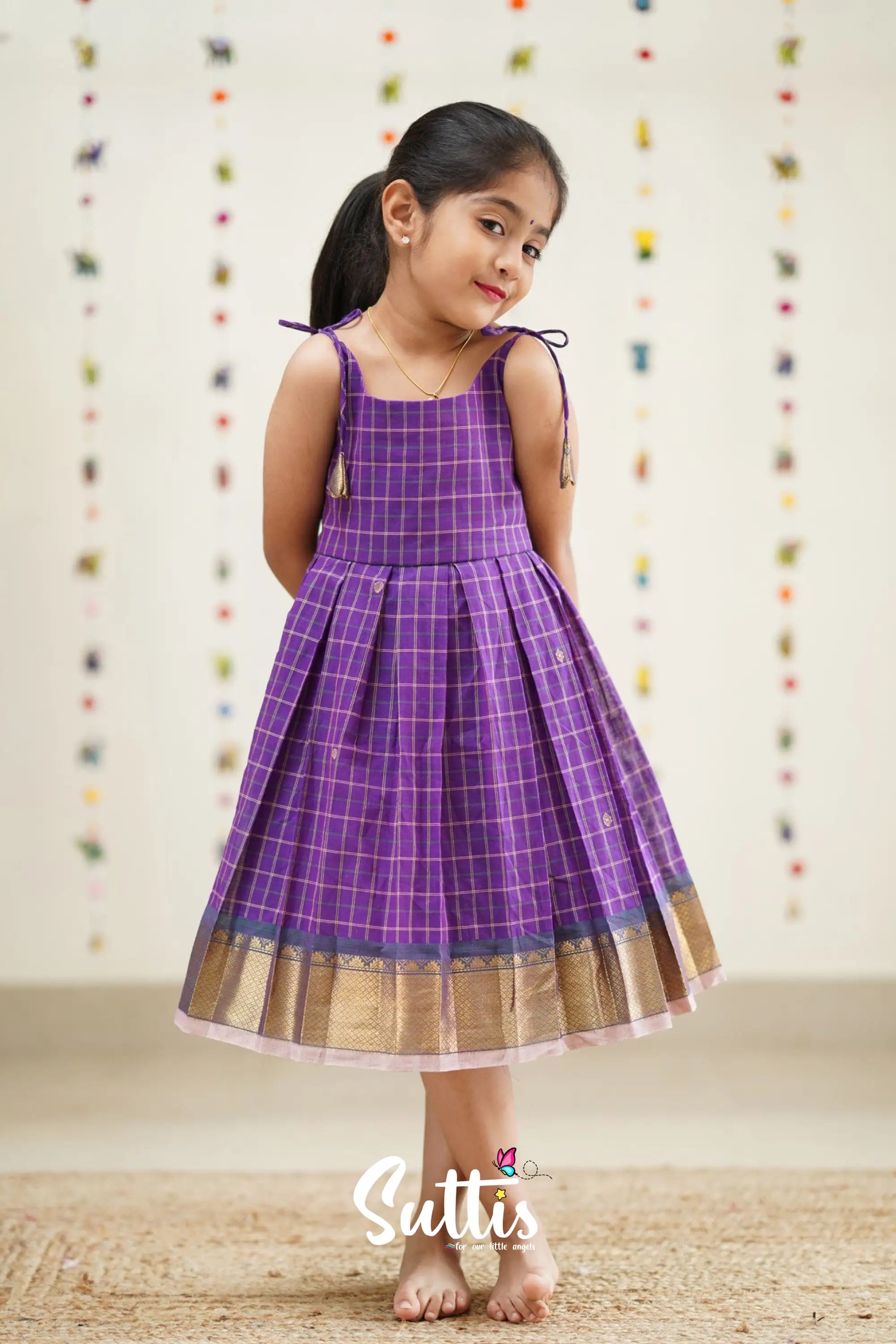 Raaga - Purple And Baby Pink Cotton Suttis Frock Kids-Suttis