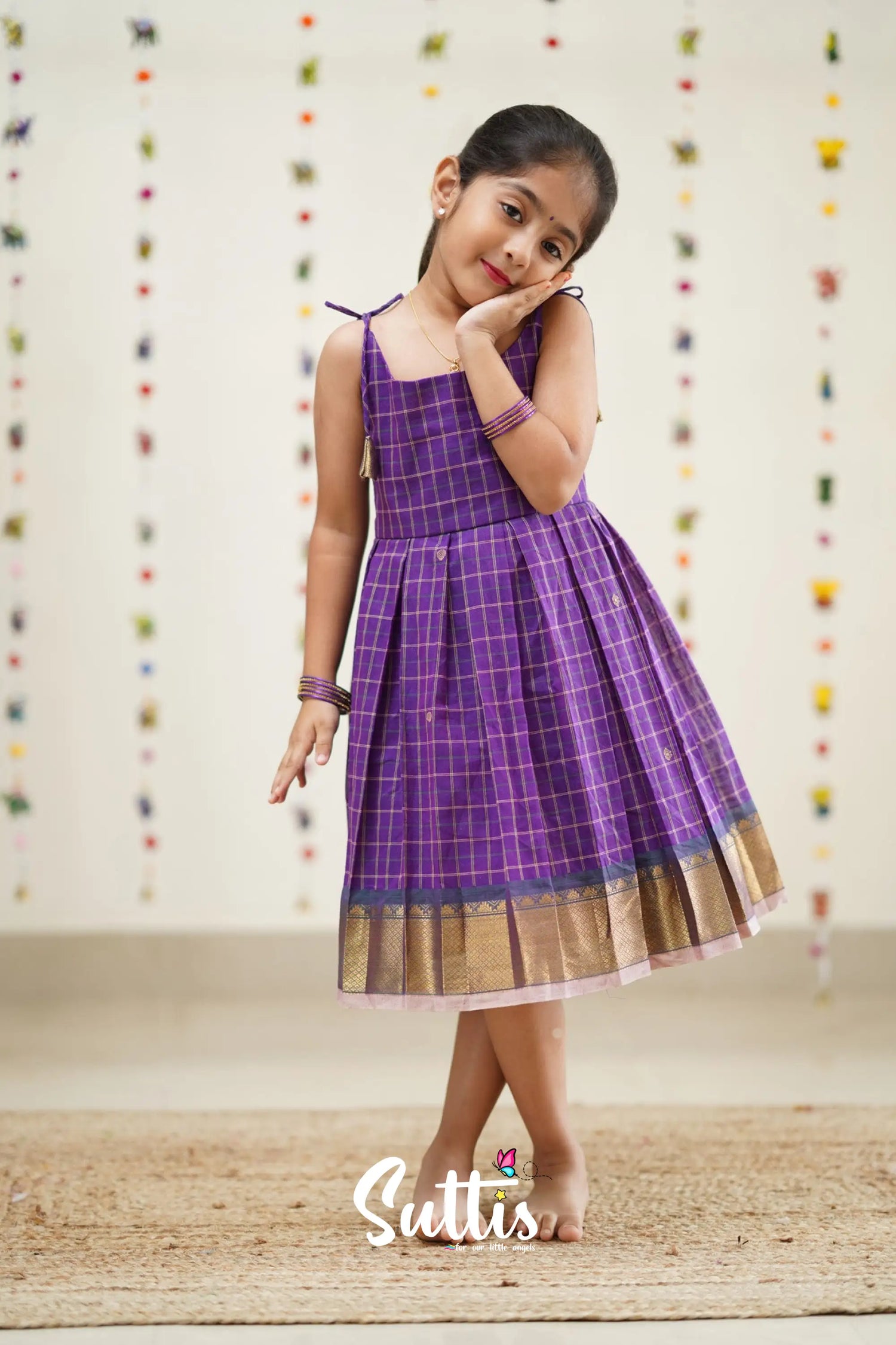 Raaga - Purple And Baby Pink Cotton Suttis Frock Kids-Suttis