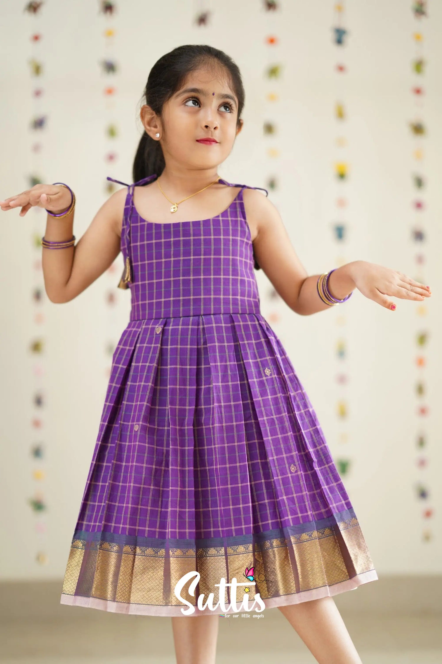 Raaga - Purple And Baby Pink Cotton Suttis Frock Kids-Suttis