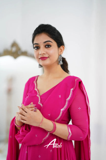 Rani Pink Georgette Anarkali Anarkalis