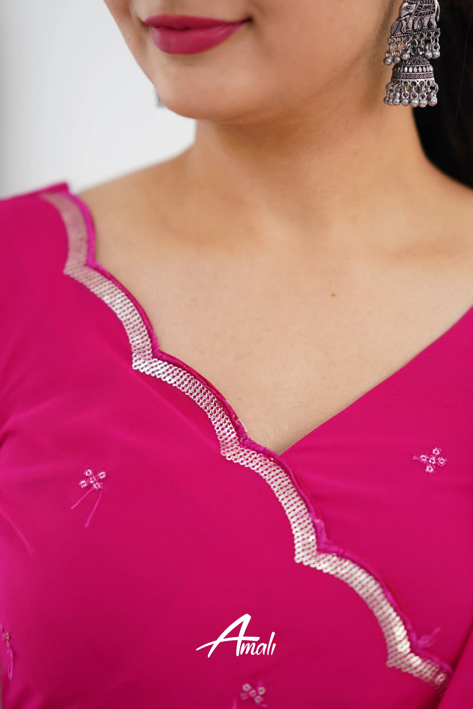 Rani Pink Georgette Anarkali Anarkalis