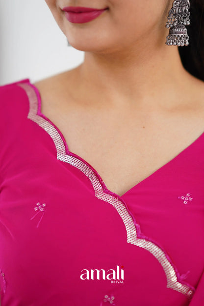 Rani Pink Georgette Anarkali Anarkalis
