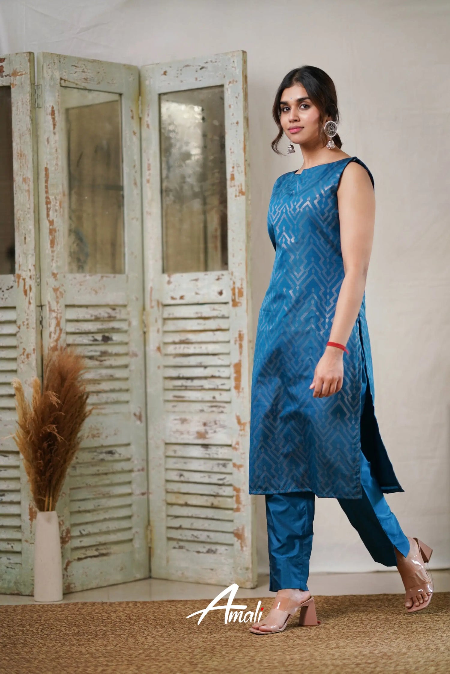 Rathi - Blue Unstitched Semi Kanchipuram Silk Salwar Salwar