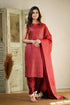 Rathi - Red Unstitched Semi Kanchipuram Silk Salwar Salwar